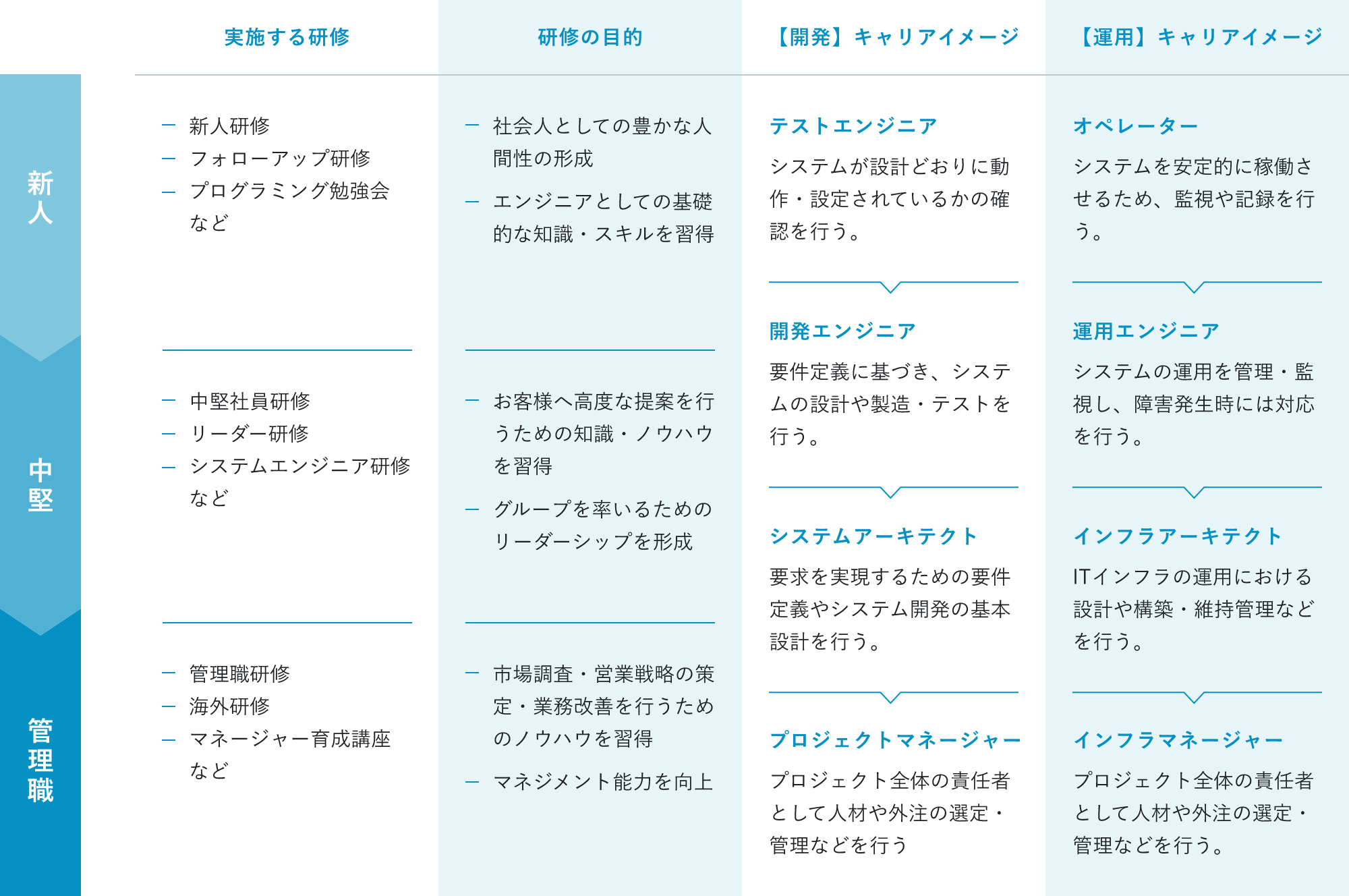 ポジションごとのキャリア・研修イメージ